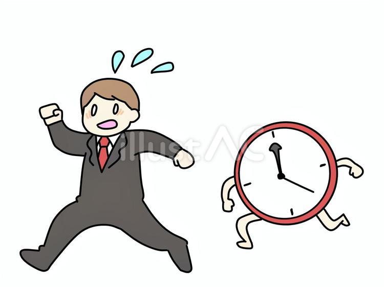 時間に追われる会社員男性 忙しい,慌てる,締め切りのイラスト素材