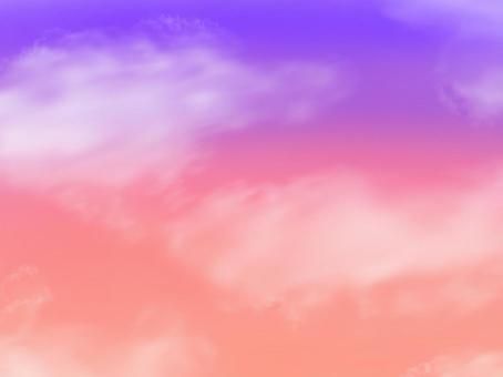 雲のある夕空　背景 夕空,夕暮れ,夕焼け空,雲,茜色,紫,背景,壁紙のイラスト素材