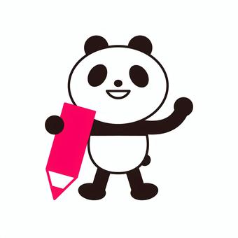 Panda with a pencil, animal, panda, pencil, JPG and PNG