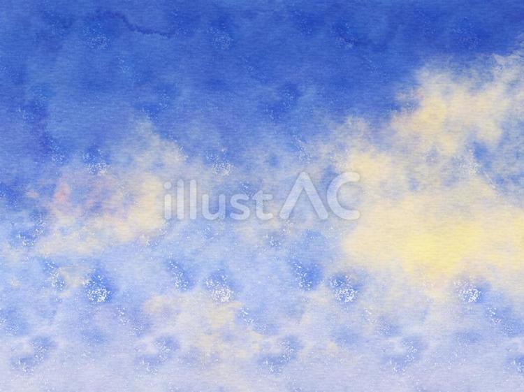 水彩風の空28 空,雲,水彩風のイラスト素材
