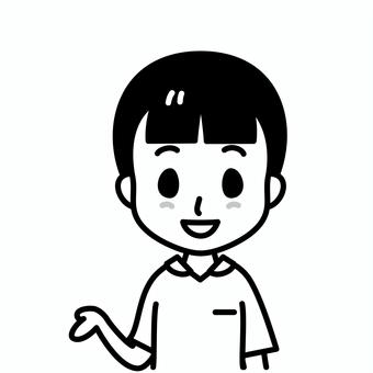 看護師の女性　白黒 看護師,白黒,女性,医療,スタッフ,笑顔,案内,説明,白衣,ユニフォームのイラスト素材