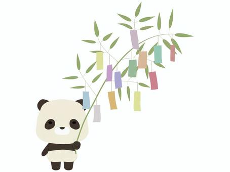 七夕_パンダ 七夕,パンダ,動物,かわいい,夏,7月,笹,短冊のイラスト素材