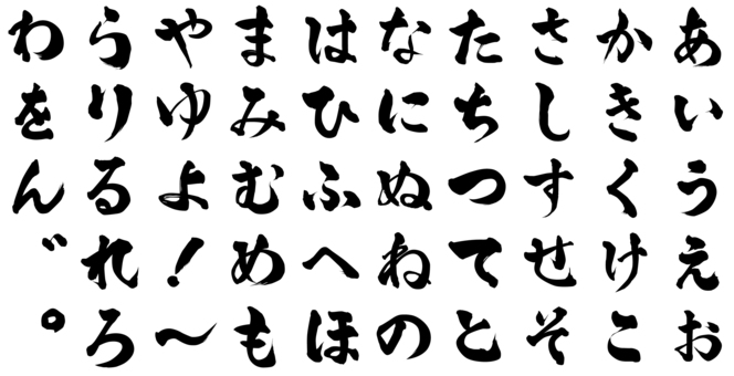 Calligraphy of the Japanese syllabary, hiragana, silabário japonês, caneta, JPG, PNG and AI