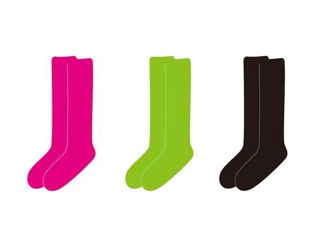 ロングソックスのセット 靴下,ソックス,ロングソックス,履き物,衣類,防寒,カラフル,イラスト,セット,素材のイラスト素材