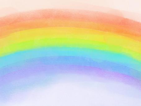 淡い水彩の優しい虹が広がる背景イラスト 虹,背景,カラフル,水彩,青空,やわらかい,空,自然,きれい,イラストのイラスト素材