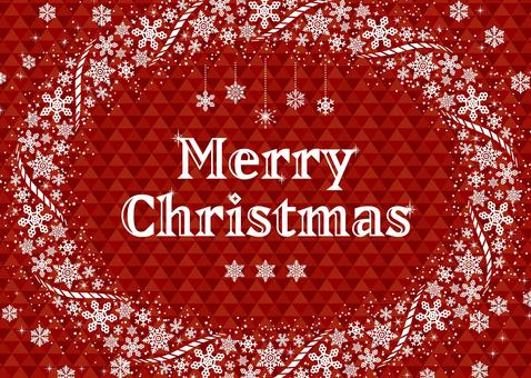 雪の結晶のクリスマスフレーム2 クリスマス,メリークリスマス,クリスマスカード,12月,冬,雪,結晶,リース,星,ハートのイラスト素材