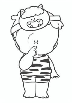 節分の白黒手描きイラスト2 節分,白黒,手描き,子ども,鬼,かわいい,挿絵,2月,イベント,行事のイラスト素材