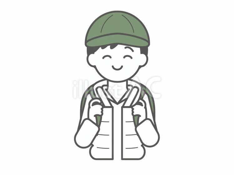 登山ウェアを着た男性のイラスト02 人物,男性,黒髪のイラスト素材