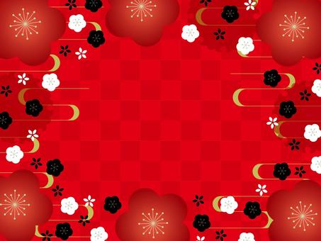 和の背景03 和柄,和,背景,壁紙,フレーム,花,和風,梅,花柄,年賀状のイラスト素材