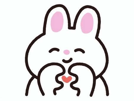 両手でハートを作るうさぎ うさぎ,動物,ポーズ,ハート,キュン,愛,恋,好き,大好き,告白のイラスト素材
