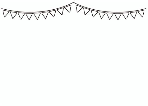 ガーランドフレーム（線のみ） ガーランド,フラッグガーランド,線画,モノクロ,手描き,旗,三角,フレーム,装飾,おしゃれのイラスト素材
