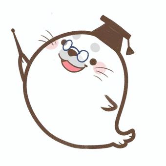 アザラシ博士 アザラシ,博士,アイコン,ゆるキャラ,カット,ワンポイント,シール,かわいいのイラスト素材