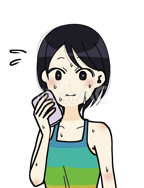 汗を拭く女性 人物,汗,拭くのイラスト素材