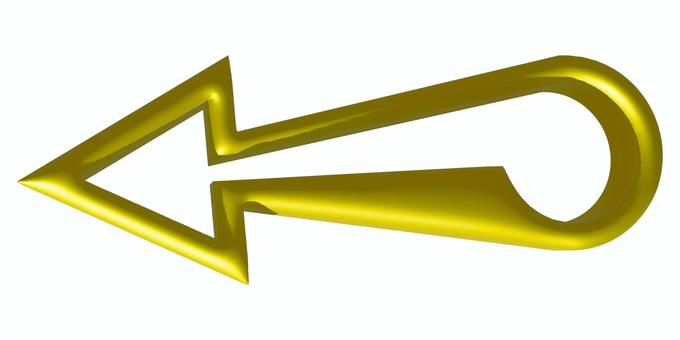 ３Ｄ風金色矢印左向き 矢印,左向き,黄色,金色,３ｄ,立体のイラスト素材