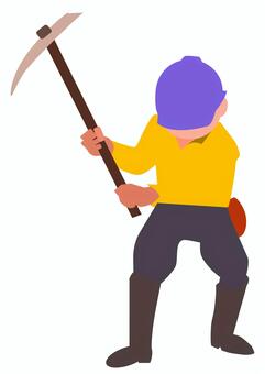 土木作業員 ツルハシ,土木作業,作業員,男性,肉体労働,労働者,働く,仕事,工事,現場のイラスト素材