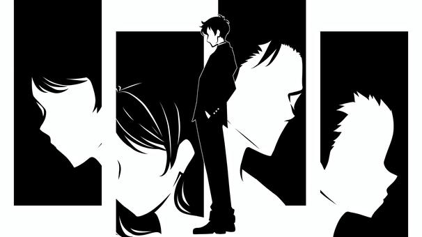 人物シルエット挿絵集_4 シルエット,人物,横顔,男性,女性,ミステリー,ドラマ,人間関係,群像劇,物語のイラスト素材