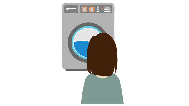 洗濯、家事をする女性 家事,洗濯,忙しい,女性,後ろ姿,人物,家電,洗濯機のイラスト素材