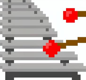 ドット絵のシルバーの鉄琴です。 ドット絵,鉄琴,楽器,シンプル,打楽器,鍵盤,マレット,演奏,音楽,保育園のイラスト素材