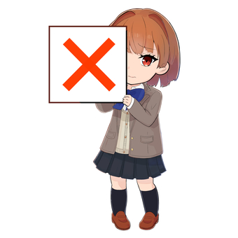 SD女子高生キャラA（それはダメだよ） 掲示,看板,ストップ,stop,バツ,ボード,感情表現,sdキャラ,ちびキャラ,キャラクターのイラスト素材