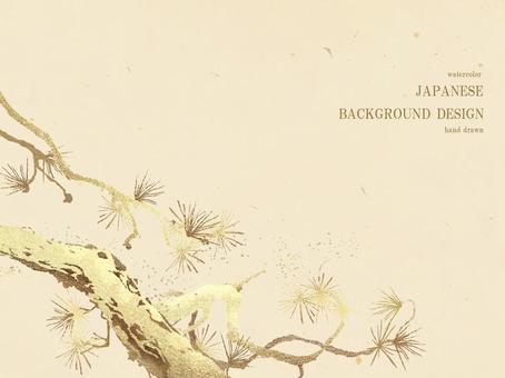 New Year's card Gold pine Japan background 81 Horizontal composition New Year's card Gold pine Japan background 81 Horizontal composition