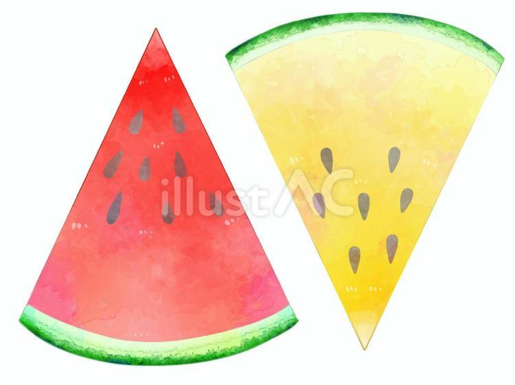 2種類のスイカ スイカ,食べ物,夏のイラスト素材