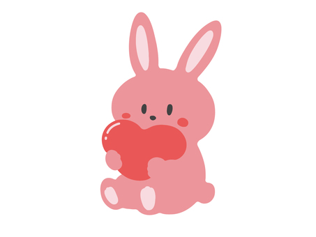 Illustration of a rabbit hugging a heart, heart, rabbit, valentine, JPG, PNG and AI