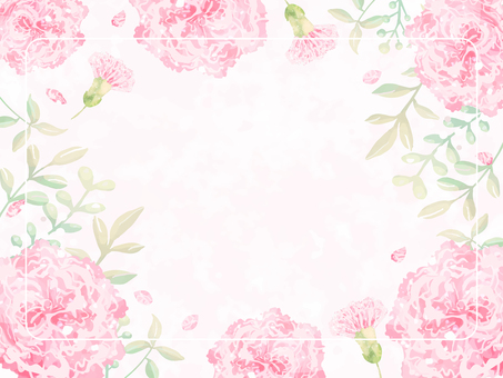 水彩手描きのカーネーションのフレーム背景 カーネーション,花,植物のイラスト素材