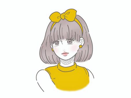 retro girl yellow, , JPG and PNG