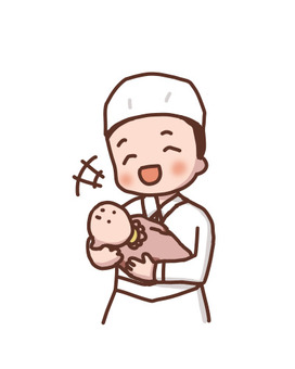 新生児を抱っこして話しかける助産師 助産師,赤ちゃん,看護師,話しかける,笑顔,病院,産声,産後,声掛け,言葉のイラスト素材