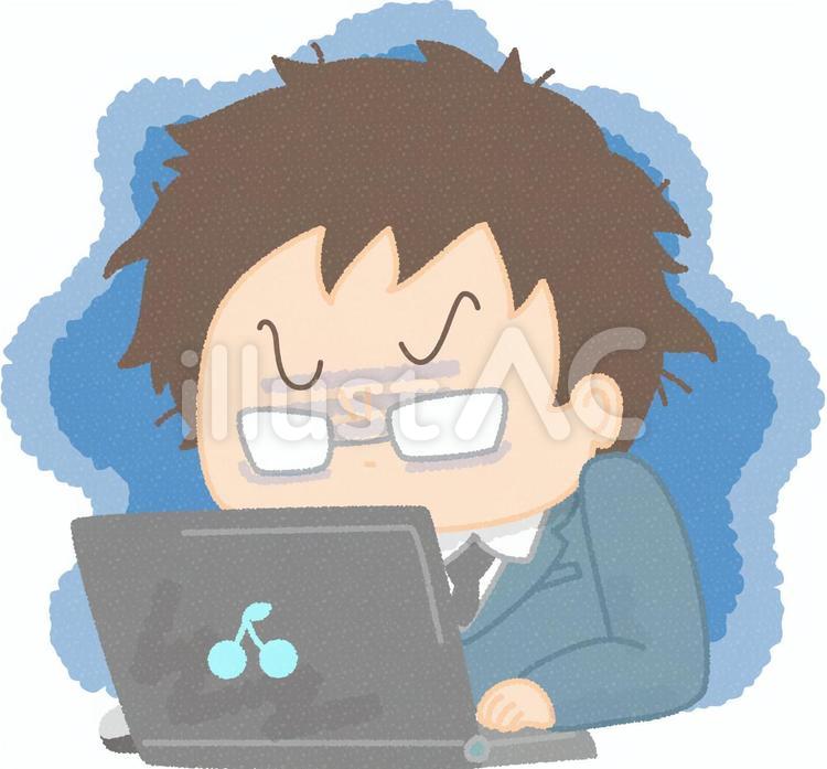 PC作業をする男性4 仕事,男性,作業のイラスト素材