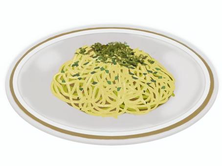 シンプルなジェノベーゼパスタ（2） ジェノベーゼ,パスタ,スパゲティ,麺類,料理,食べ物,イタリア,フリー素材,無料,イラストのイラスト素材