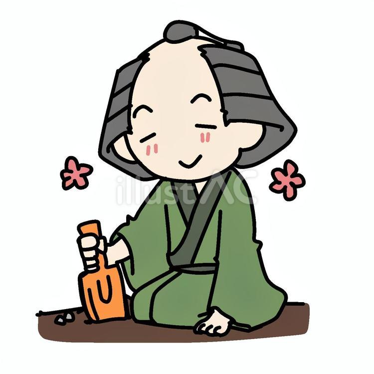 ほのぼのスコップで土を掘る町民 町民,スコップ,土のイラスト素材