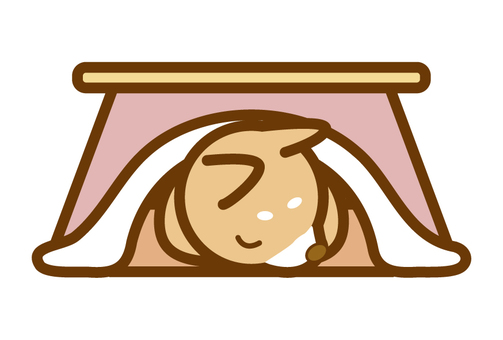 おこたで丸くなる柴犬のカード 犬,こたつ,寝るのイラスト素材