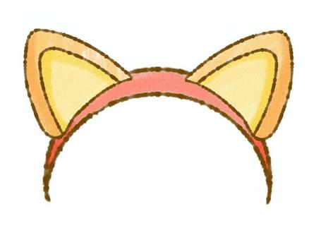 黄色い狐耳のカチューシャ 狐,耳,カチューシャ,ヘアアクセサリー,おしゃれ,ファッション,生き物,動物,黄色,シンプルのイラスト素材