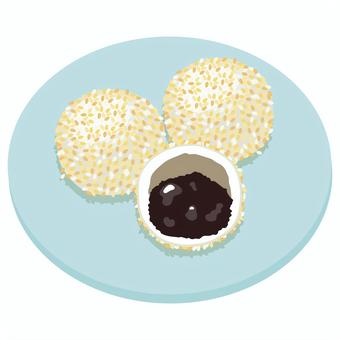 中華のごま団子-断面 中華のごま団子-断面 ごま団子,中華,中華風,点心,デザート,スイーツ,ごま,白ごま,揚げ物,もち粉のイラスト素材