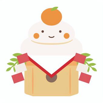 かわいい鏡餅 鏡餅,お正月,縁起物,かわいい,年賀状素材,餅,元旦,新年,表情,笑顔のイラスト素材