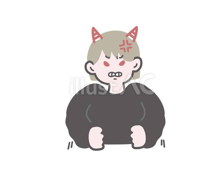 鬼の形相で怒る女性 怒り,怒る,鬼のイラスト素材