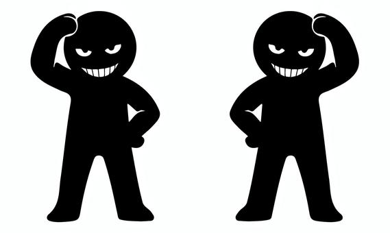 にやけ顔の悪人Ｐ頭ポリポリ