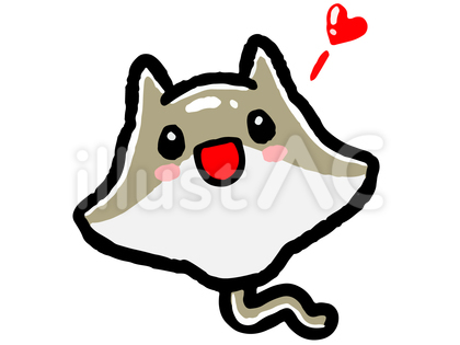 かわいいエイの落書き風イラスト素材
