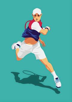 テニス選手18 テニス,ジャンプ,スマッシュ,テニスラケット,テニスウェア,グランドスラム,フォアハンド,一人,人物,全身のイラスト素材