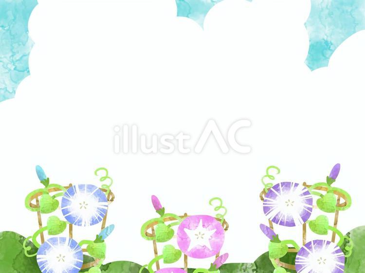 朝顔の並ぶ背景 背景,朝顔,夏休みのイラスト素材