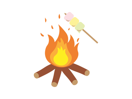 焼きマシュマロ3 焼きマシュマロ3 焼きマシュマロ,マシュマロ,焚火,火,焼く,おやつ,お菓子,炎,かわいい,イラストのイラスト素材