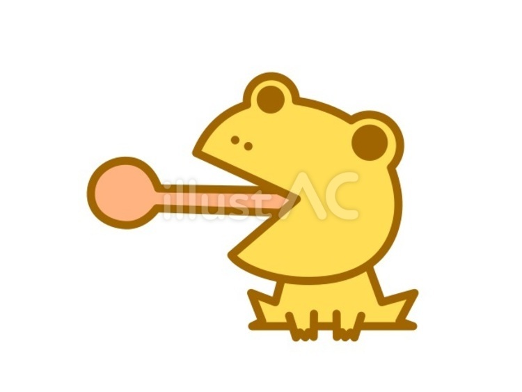 舌を出すカエル　黄 カエル,動物,捕食のイラスト素材
