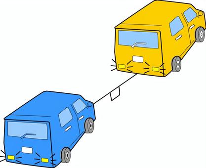 他車にけん引してもらう・カラー 車,車両,けん引,エンジン,ブレーキ,フック,ロープ,布,衝突,ライトのイラスト素材
