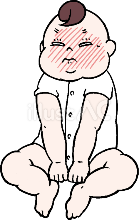 うんちを踏ん張るふくよかな赤ちゃん 赤ちゃん,ベビー,乳児のイラスト素材