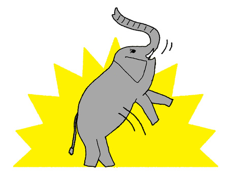 象 象 象,アップ,動物,衝撃,pop調,手描き,挿絵,ワンポイント,素材,商用可のイラスト素材