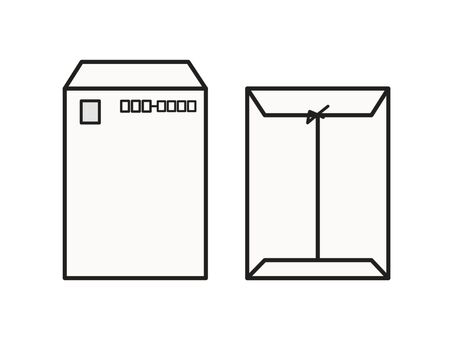 白色　角２封筒　表面・裏面 角２封筒,角形２号,白,封筒,事務用品,オフィス用品,封書,手紙,願書,書類のイラスト素材