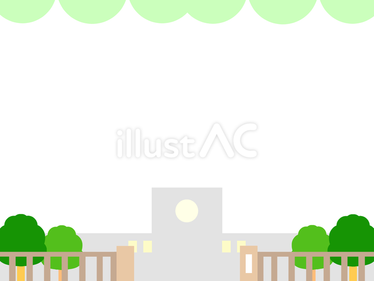 正門のフレーム　初夏 学校,小学校,施設のイラスト素材