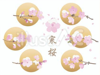 花の飾り枠72_寒桜