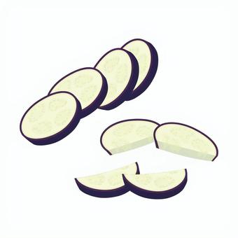 茄子9 茄子,カット,切り口,断面,夏野菜,野菜,生鮮,瓜科,農作物,食材のイラスト素材